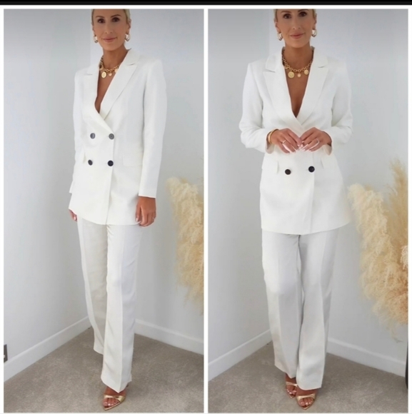Zara Satin effect White long blazer - Picture 6 of 6